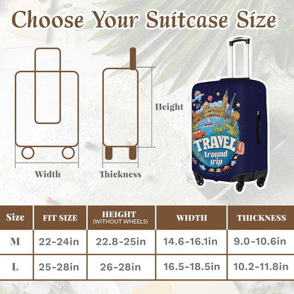 Luggage Cover, Travel Suitcase Covers, Elastic Suitcase Protective Cover, Scratchproof Luggage Protector, Washable Dustproof Trolley Case Protector Fit 22-28 Inch (word, M（22-24inch suitcase）)