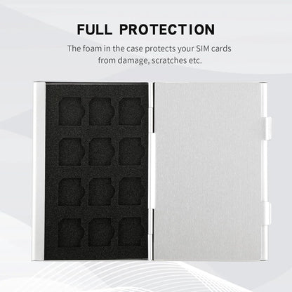 Aluminum SIM Card Case, 24Slots Ultrathin SIM Card Holder, Fit for 24 Micro sim Card, Silver