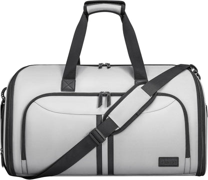 BALEINE Convertible Garment Bag with Shoe Compartment, 2 in 1 Carry on Garment Duffle Bags for Travel, Suit Bag for Men Women (Gray)