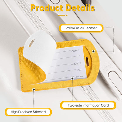 3 Pack Luggage Tags for Suitcases, TSA Approved Bag Tags, Baggage Tags with Privacy Protection, Travel Essentials Luggage Accessories, Energetic Yellow