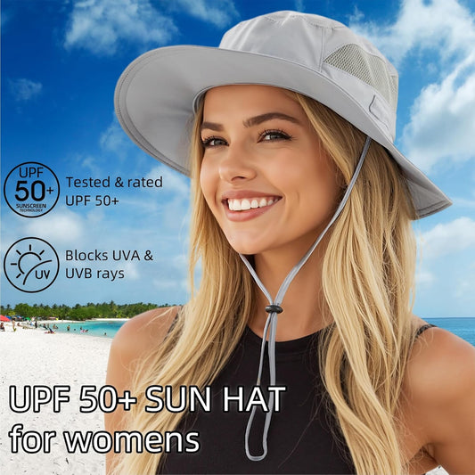 Connectyle Women's UPF 50+ Sun Hat UV Protection Wide Brim Bucket Hat Summer Beach Hats Fishing Hiking Outdoor Safari Hats