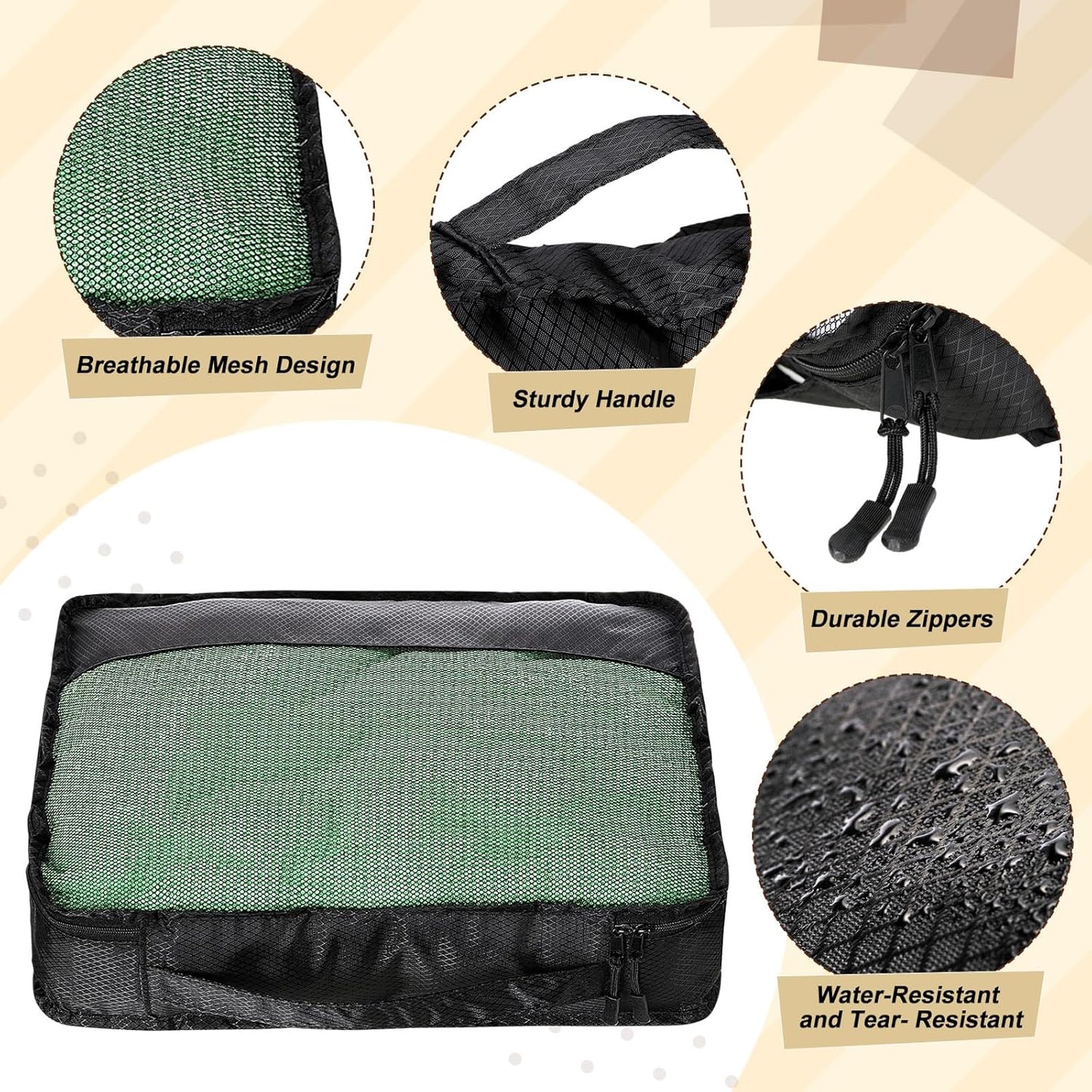 5 Pcs Packing Cubes for Suitcase Large Travel Cubes Carry on Luggage Organizer Bags for Clothes Accessories(Mixed,Black)