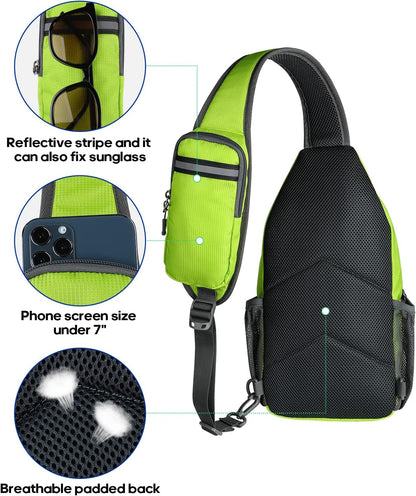 WATERFLY Crossbody Sling Backpack Sling Bag Travel Hiking Chest Bag Daypack