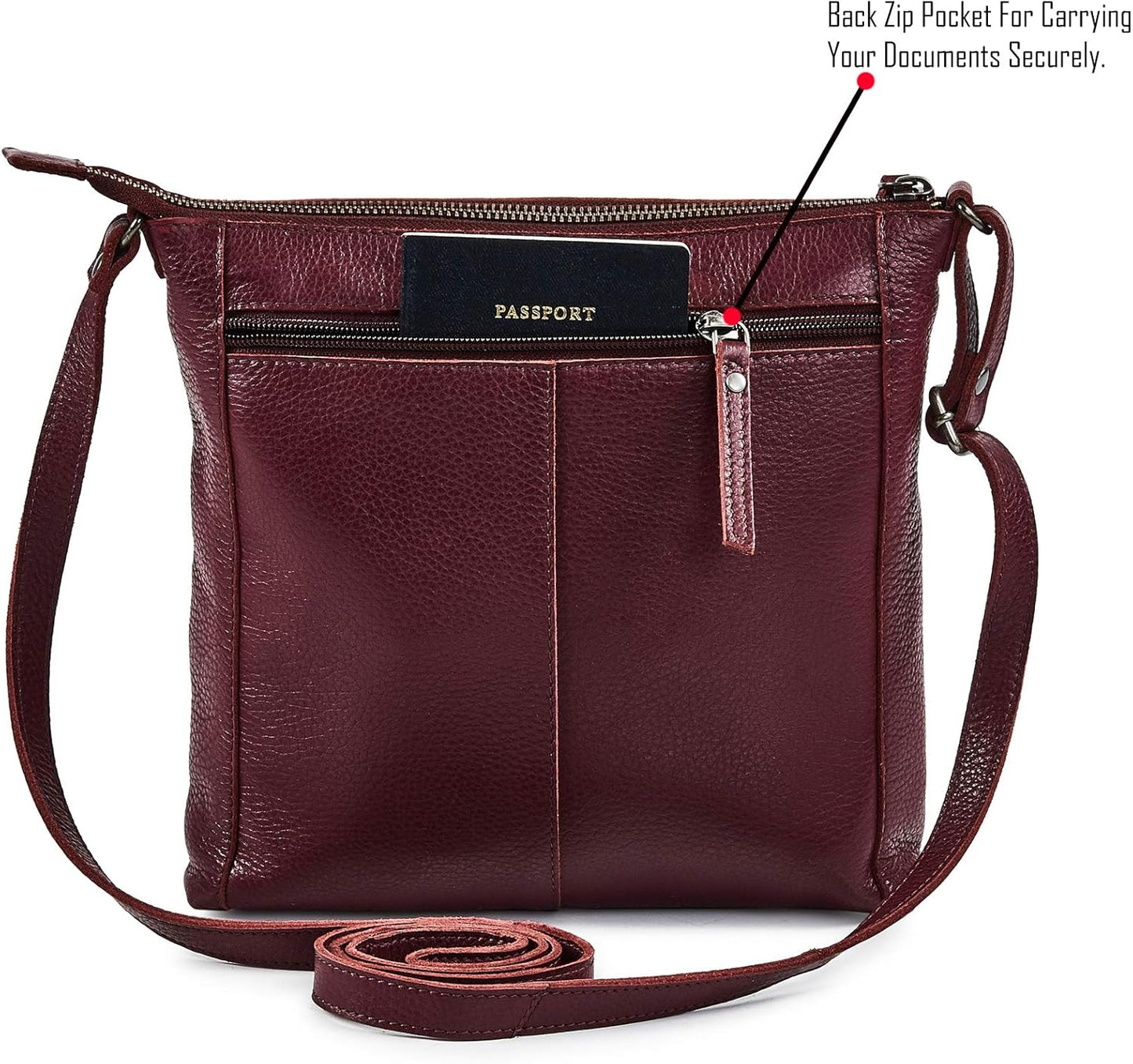 Small Soft Genuine Leather Crossbody Purse Women’s Sling Crossover Shoulder Travel Handbag with Triple Zipper