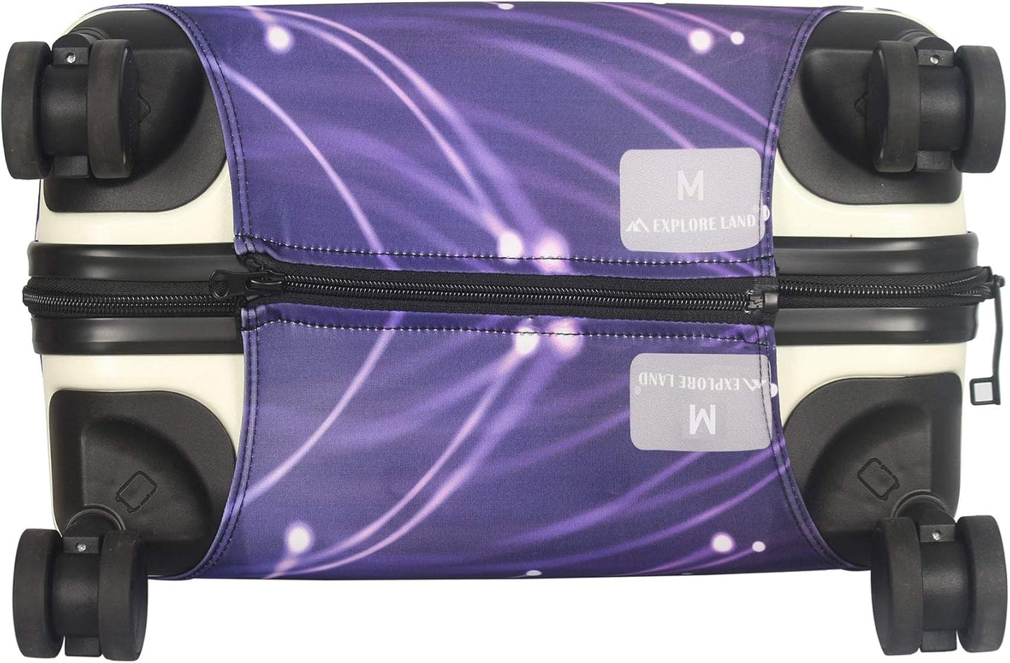 Explore Land Travel Luggage Cover Suitcase Protector Fits 23-26 Inch Case (Fireworks, M)