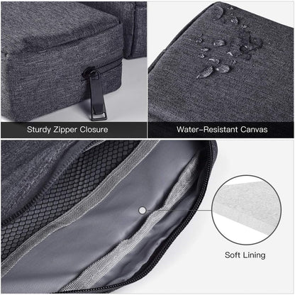 Universal Electronics Accessories Carrying Case, 2PCS Big + Small Portable Storage Pouch, Cosmetic Bag, Cable Organizer Compatible Hard Drive, Mouse, Power Bank, Adapter, Cellphone, Space Gray