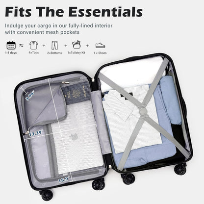 Coolife Carry On Luggage Airline Approved with Wheels Hard Shell Suitcase Spinner TSA Lock Telescopic Handle (20-inch-Teal blue)