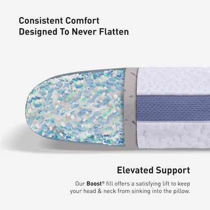 Bedgear Balance Cuddle Curve Performance Pillow - Size 1.0 - Moisture-Wicking Pillow for Side Sleepers - Medium Firmness Bed Pillow- Hypoallergenic, Washable Removable Cover - 20" W x 26" L x 5.25" H