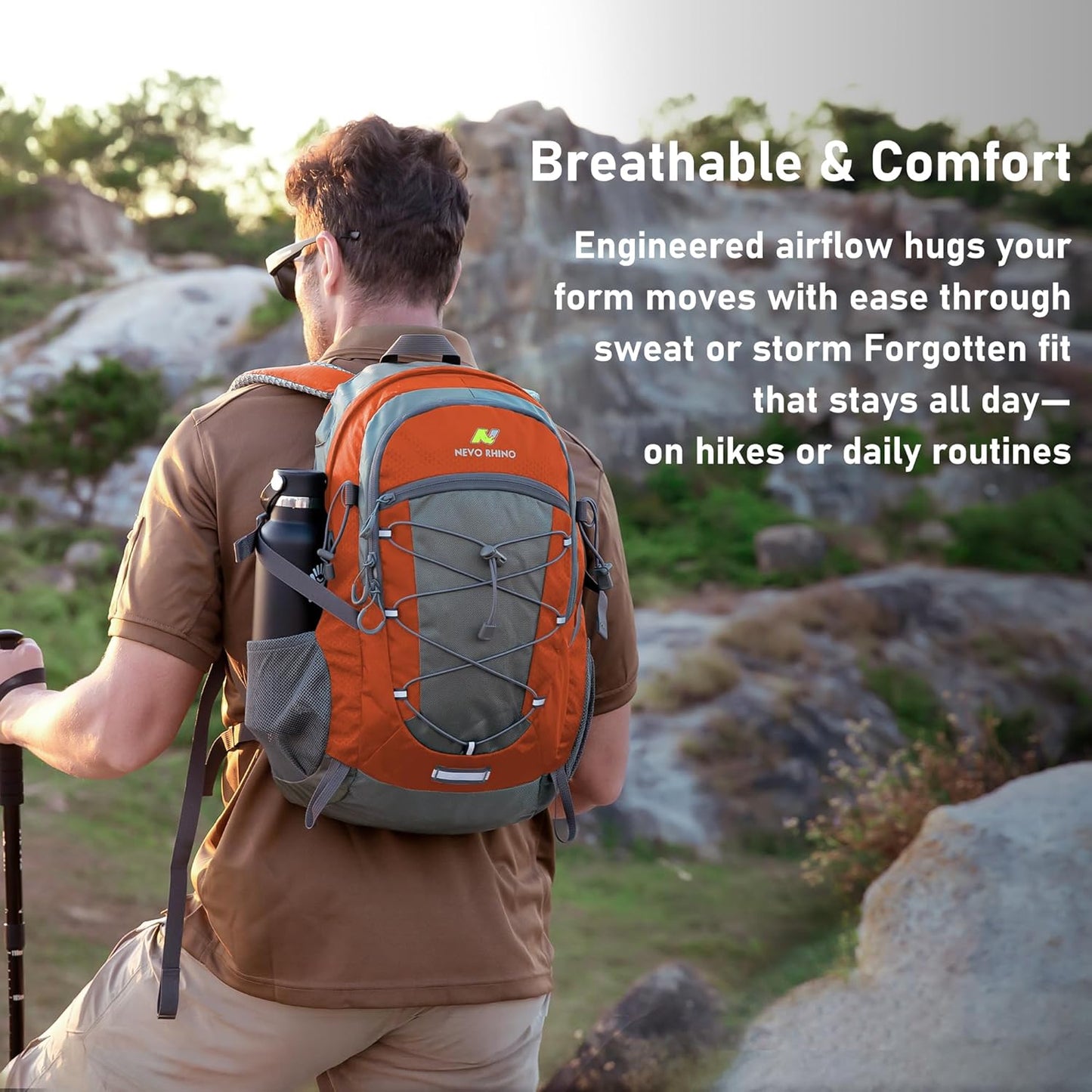 N NEVO RHINO Hiking Backpack 20L Water Resistant Outdoor Day Pack,Lightweight Travel Small Backpack for Men Women