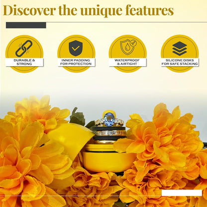 RING THING - Ring Holder Keychain, Jewelry Organizer and Storage, Portable Waterproof Ring Holder, Pill Box Keychain Container, Gym Accessory, and Travel Ring Case (Daisy Yellow)