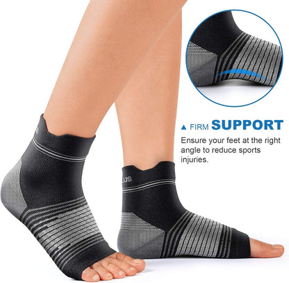 Plantar Fasciitis Sock (6 Pairs) for Men and Women, Compression Foot Sleeves with Arch and Ankle Support (Black, Small)