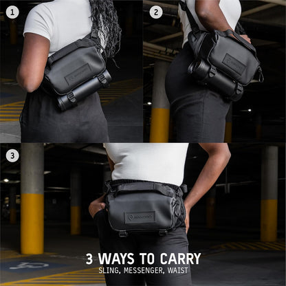 WANDRD ROGUE V1 3L Sling: Compact Camera Sling and Crossbody Bag with Fast Access, 3-Way Carry– Lightweight Everyday Bag Great for Travel, Photography, and Daily Use (Black)