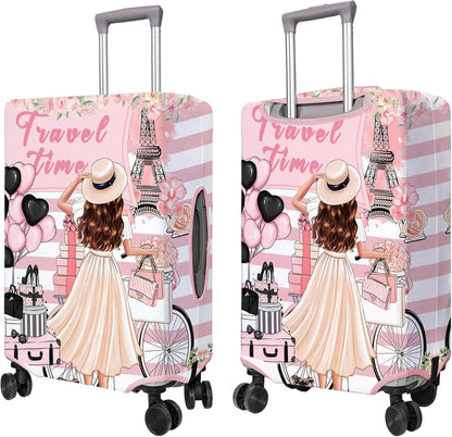 Travel Luggage Cover Suitcase Protector Fits 18-32 Inch Wheel Covers PatternedTravel Related Items Flower Luggage Protector Elastic S