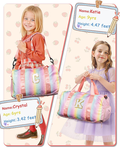 Gifts for Daughter-Girl Gym Bag with Shoe Compartment, Kid Personalized Weekender Overnight Bags, Initial Travel Tote with Makeup Pouch, Gift for Granddaughter Sister Niece (Letter H)