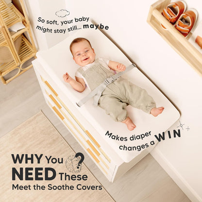 2-Pack Organic Changing Pad Covers for Girl, Boy, Neutral - 100% Cotton Changing Table Pad Cover,Soft Baby Nursery Diaper Changing Pad Sheets,Contour Changing Pads Liners,Change Pad Cover (Soft White)