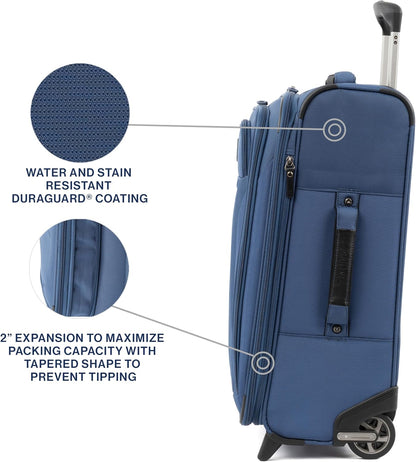 Travelpro Tourlite Softside Expandable Upright 2 Wheel Luggage, Lightweight Suitcase, Men and Women, Blue, Carry-On 22-Inch