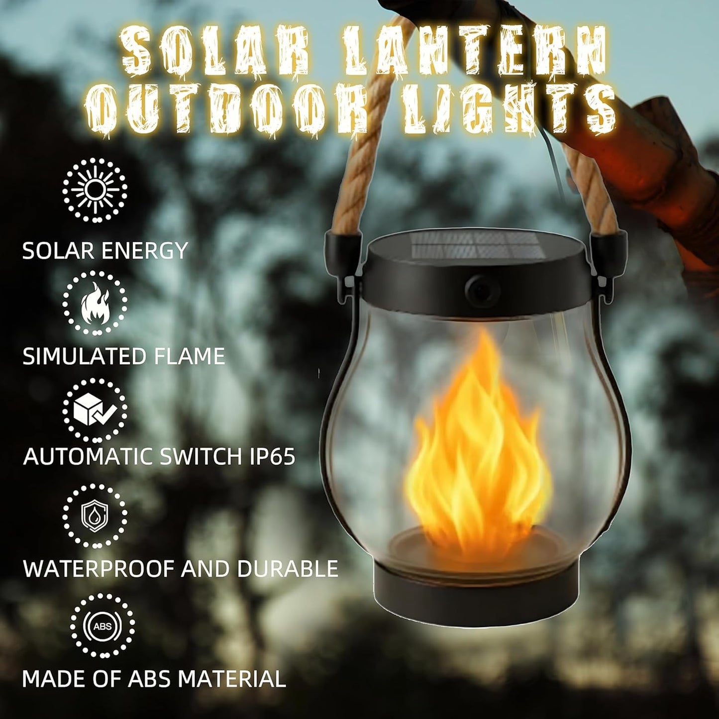 Kaliqo Solar Lantern Outdoor Lights Solar Lantern Waterproof Flickering Flame Hanging Lanterns for Patio Yard Garden Decor (5 Pcs)
