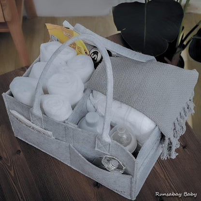 Baby Diaper Caddy Organizer, Portable Baby Essentials Storage Basket Bin for Changing Table,Car Shower Basket for Newborn Boy and Girl, Best Shower Gift for New Mom