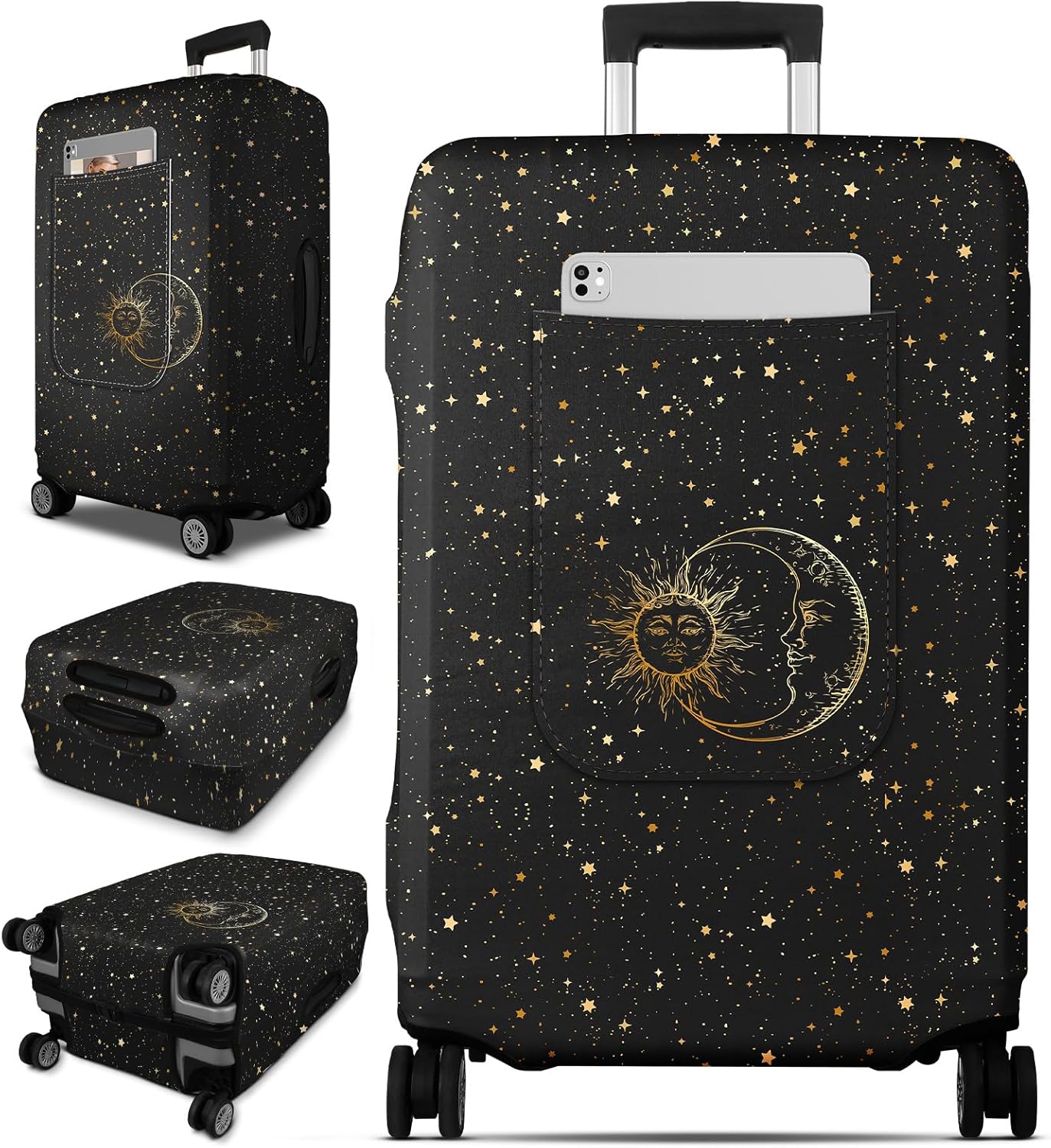 Slohif Luggage Cover for Suitcase Tsa Approved Protector - Luggage Sleeve Large Suit Case Cover Travel Stretch Baggage Case Protective Washable Fit 21-23 Inch Sun S