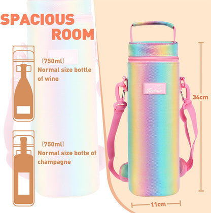 Tirrinia Single Bottle Wine Carrier Bag, Insulated Travel Cooler Tote with Shoulder Strap for Picnic, Party, BYOB Restaurant, Portable One Bottle Chiller Container, Gift for Wine Lovers