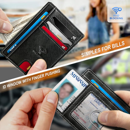 BULLIANT Slim Wallet, Skinny Minimal Thin Front Pocket Wallet Card Holder For Men 7Cards 3.15"x4.5",Gift-Boxed