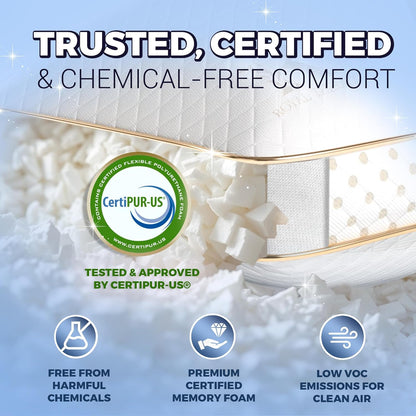 Royal Therapy Queen Memory Foam Pillows 2-Pack - Shredded Memory Foam Pillow for All Sleep Positions - Medium Firm Pillow with Adjustable Loft, Bamboo Rayon Cover, CertiPUR-US, Oeko-TEX Certified
