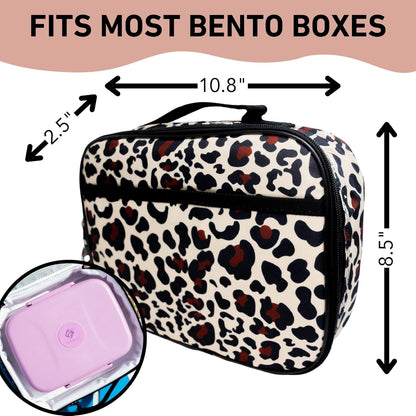 Fenrici Cheetah Kids Lunch Box for Girls, Teens Insulated Lunch Bag, Soft Sided Compartments, Spacious, BPA Free, Food Safe, 10.8in x 8.5in x 2.8in (Cheetah Print)