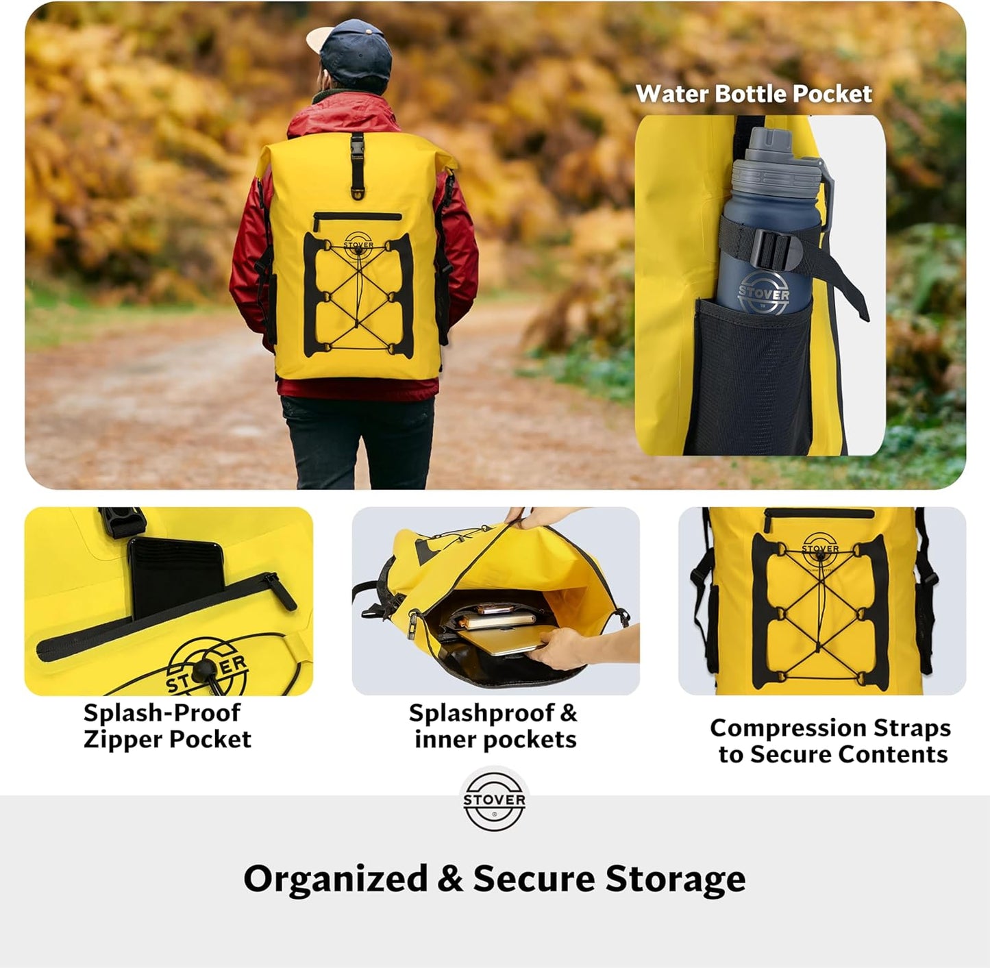 STOVER 5/10/25/30/40/55L Waterproof Backpack- Floating Dry Bag for Kayaking, Travel, Beach, Hiking, & Camping, Men/Women