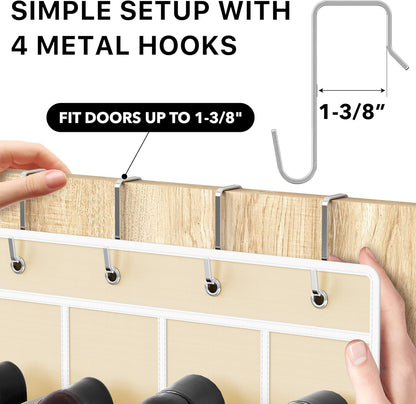 Simple Houseware 24 Pockets - Crystal Clear Over The Door Hanging Shoe Organizer, Beige (64'' x 19'')