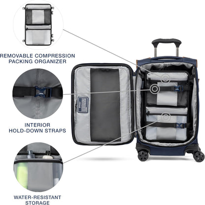 Travelpro Crew Classic Lightweight Softside Expandable Carry on Luggage, 8 Wheel Spinner Suitcase, Men and Women, Carry On 21-Inch, Patriot Blue