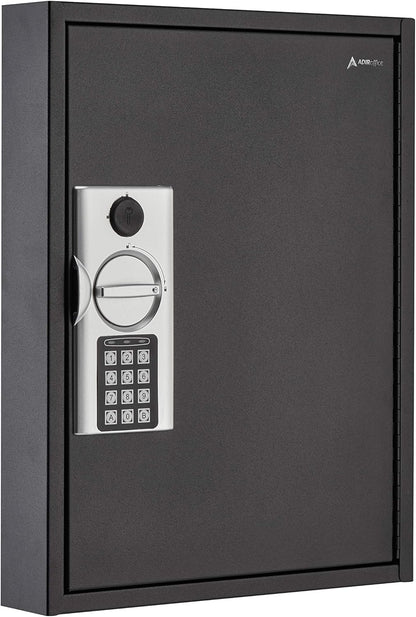 Adiroffice Key Holder Wall Mount - 60 Keys Lock Box with Code, Key Cabinet Wall Mount, Valet Parking Key Box, Car Dealer Key Cabinet - Space Saving Locking Key Box Wall Mount with Digital Lock