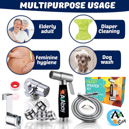 AVAbay® Sink Faucet Handheld Bidet Sprayer for Toilet I Bidet Attachment for Warm & Cold Water I Long 80" Hose Perfect for Feminine Hygiene, Cloth Diaper, Bathroom Toilet Cleaning