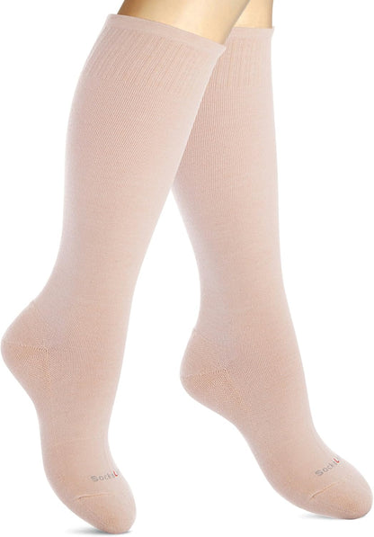 Cotton Compression Socks for Women & Men. 15-20 mmHg Support Knee-High Nude S/M
