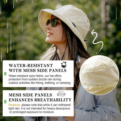 TOP-EX XL/XXL Women’s Wide Brim Bucket Sun Hat with Ponytail Hole UPF 50 Summer Packable Sunhat for Travel Beach Outdoor