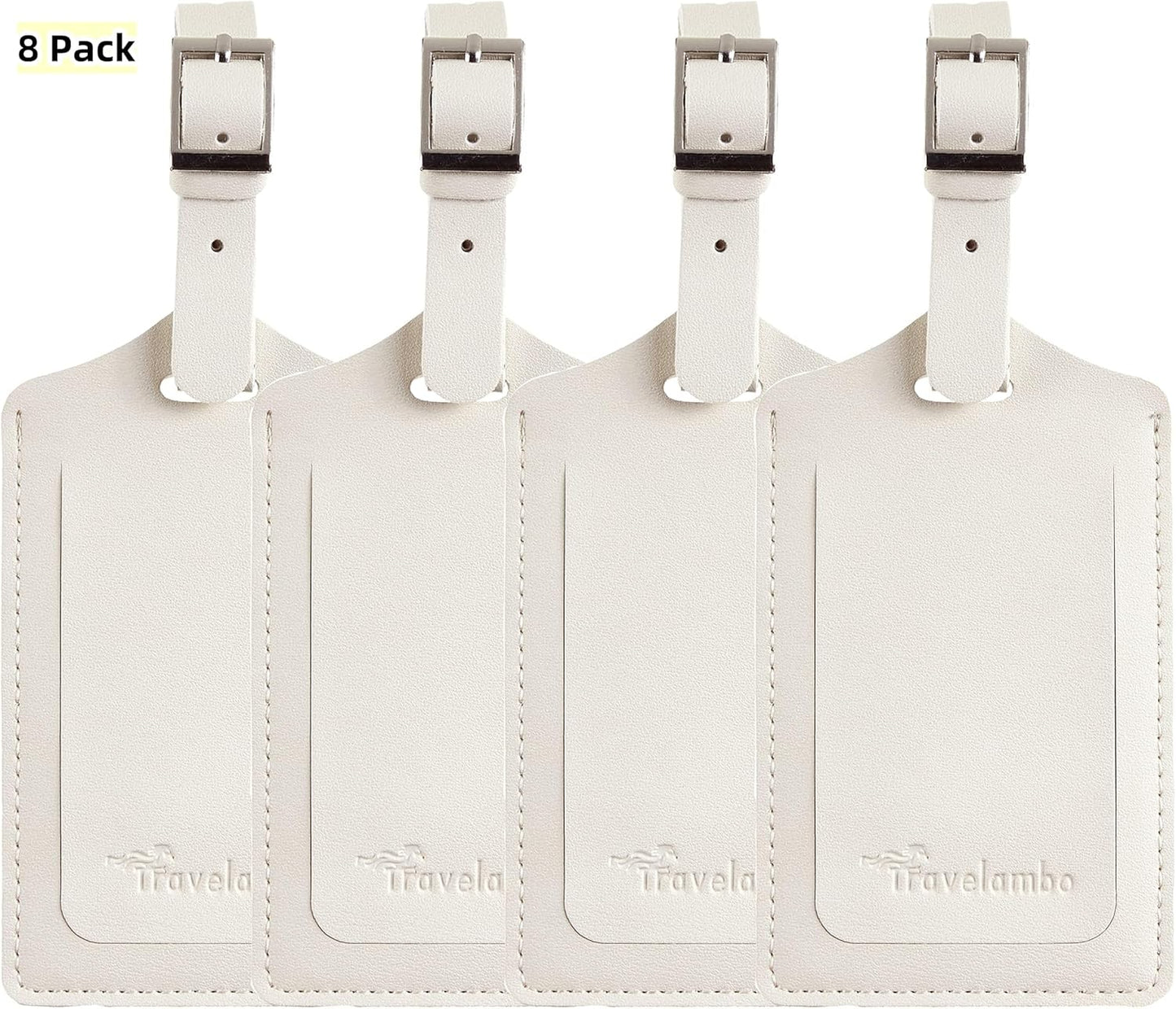 Travelambo Luggage Tags for Suitcases PU Leather Travel Tags Bag Tags Privacy Protection Travel Essentials