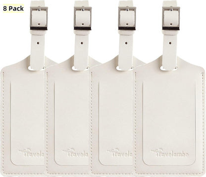 Travelambo Luggage Tags for Suitcases PU Leather Travel Tags Bag Tags Privacy Protection Travel Essentials