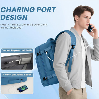 Travel Backpack, Carry on Flight Approved Backpack with Multi-Pockets, TSA Waterproof 17.3inch Laptop Backpack, Personal Item Travel Bag for Men Women, Deep Blue
