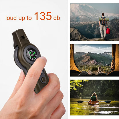 Emergency Survival Function Whistle, Outdoor Multifunctional Tool Safety Whistle with Lanyard, Ideal for Kayaking, Boating, Hiking, Camping, Climbing, Hunting, Fishing, Rescue Signaling