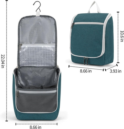 Della Gao Hanging Toiletry Bag for Women, Travel Toiletry Bags Makeup Organizer, Water-resistant Cosmetic Bag for Essentials Accessories (Dark Green)