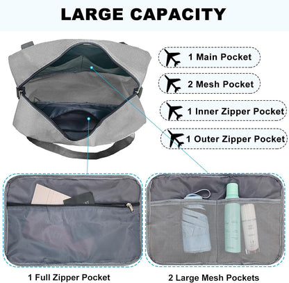 Foldable Carry on Luggage Bag 22x14x9 Personal Item Bag for Airplanes Travel Duffel Bag for Women and Men (40L, Dark Grey)