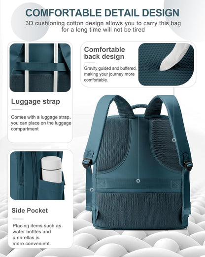 coowoz Large Travel Backpack Carry On for Women Man Waterproof Gym Backpacks Mochila de Viaje Travel Bag Essentials Teacher Personal Item Backpack Rucksack Airplane Accessories Must Haves Peacock Blue