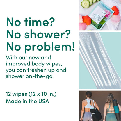 YUNI Beauty Large Body Wipes - Rose Cucumber, 30 Count - Moist Showerless Wipes, Cleanse & Deodorize, On-the-Go Waterless Body Cleanser, Individually Wrapped for Camping, Travel & Gym