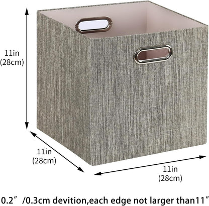 Posprica Storage Bins,11×11 Foldable Storage Cubes Boxes Container Closet Organizer Shelf Cabinet Bookcase,Thick Fabric Drawer Container - 4pcs,Coffee