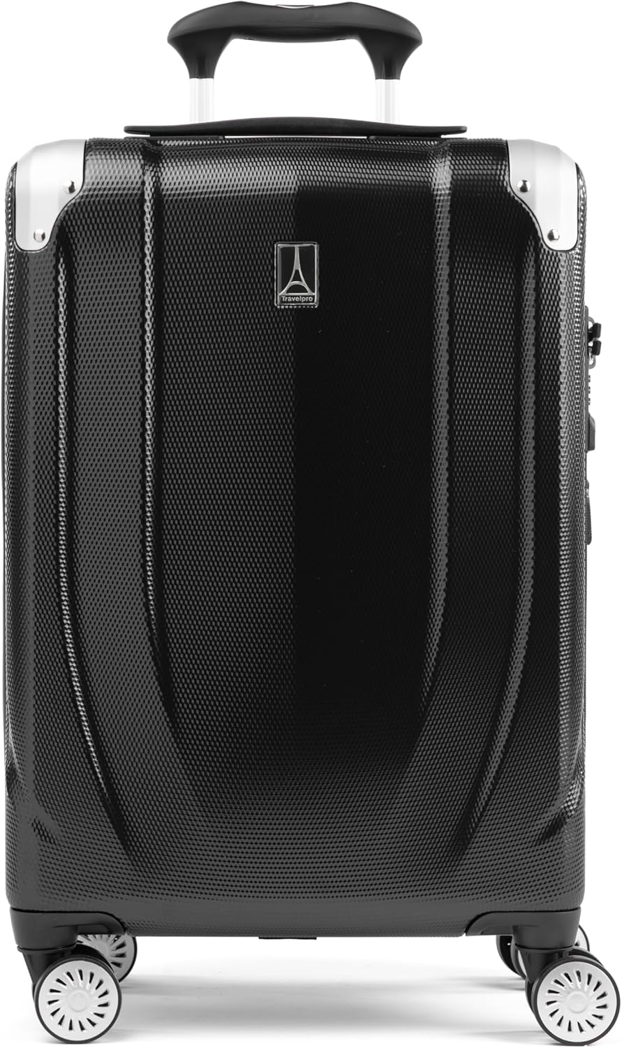 Travelpro Pathways 3 Hardside Expandable Luggage, 8 Spinner Wheels, Lightweight Hard Shell Suitcase, Carry On 21 Inch, Black Knight