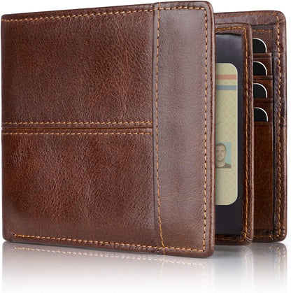 Swallowmall Mens Wallet Rfid Blocking Leather Wallet for Men Bifold Wallet Leather with 1 ID Window 16 Card Slot