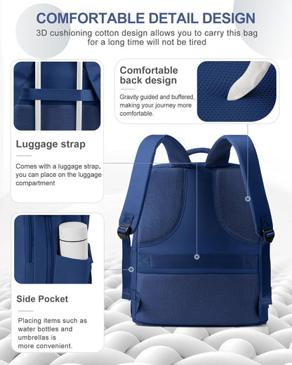 coowoz Travel Backpack for Women Man Carry On Backpack Mochila de Viaje Waterproof Teacher Personal Item Backpacks Travel Bag Essentials Rucksack Airplane Accessories Must Haves Royal Blue