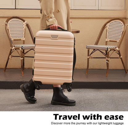 Coolife Luggage 3 Piece Set Suitcase Spinner Hardshell Lightweight TSA Lock (orange)