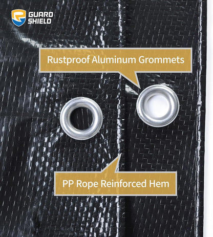 GUARD SHIELD Black Tarp 6x6 Feet Waterproof Tarps Lightweight Camping Tarp Outdoor Multi Purpose Poly Cover 6mil