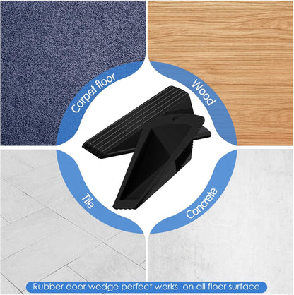 Frienda 8 Pcs Jumbo Door Stoppers Heavy Duty Door Stopper Tall up to 2inch Tall Wedge TPR Large Wedge Stackable Big Rubber Doorstop for Hotel Carpet Hardwood Concrete and Tile (Black)