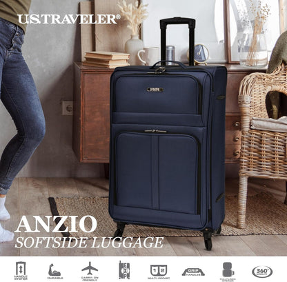 U.S. Traveler Anzio Softside Expandable Spinner Luggage, Teal, 2-Piece Set (22/30)